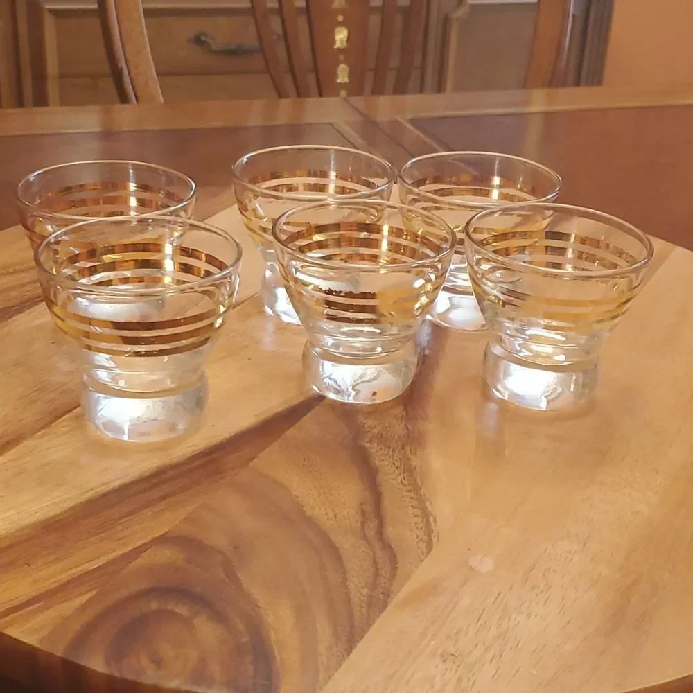 6 Gold lined shot glasses